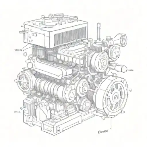 Combine a classic car engine with binary code to symbolize the fusion of old and new technology tattoo design idea
