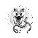 honey badger biting a snake tattoo design idea