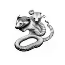 honey badger biting a snake tattoo design idea