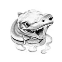 honey badger biting a snake tattoo design idea