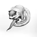 honey badger biting a snake tattoo design idea