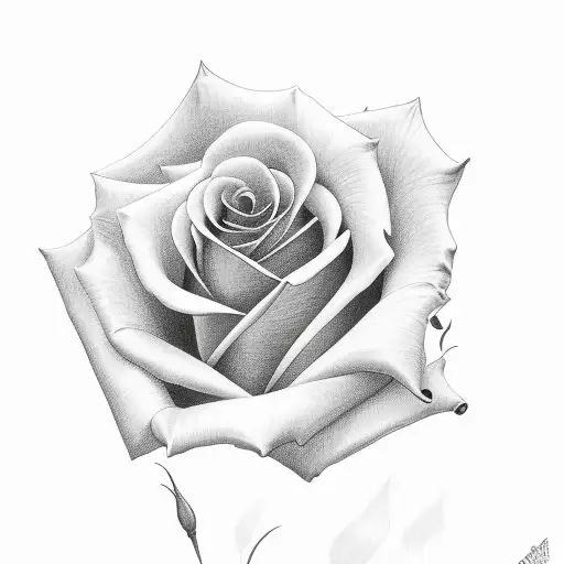 Rose with Love Loyalty Liberty in stem tattoo design idea