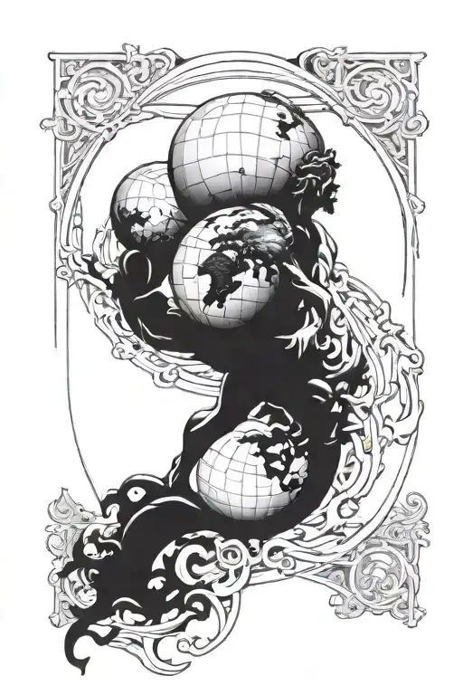 atlas, Greek mythology, take earth globe surrounded tattoo design idea