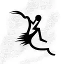 Ein Mann sitzt und umarmt von hinten einen alten Röhrenfernseher. Seine Knie sind 90° angewinkelt. Das Finale Bild soll  tattoo design idea