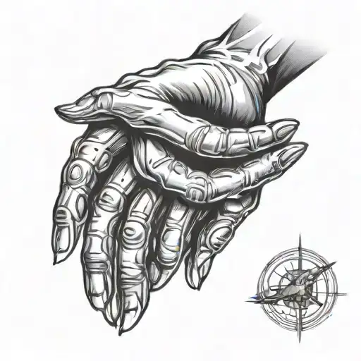 creation of adam hands but gods hand is alien tattoo design idea