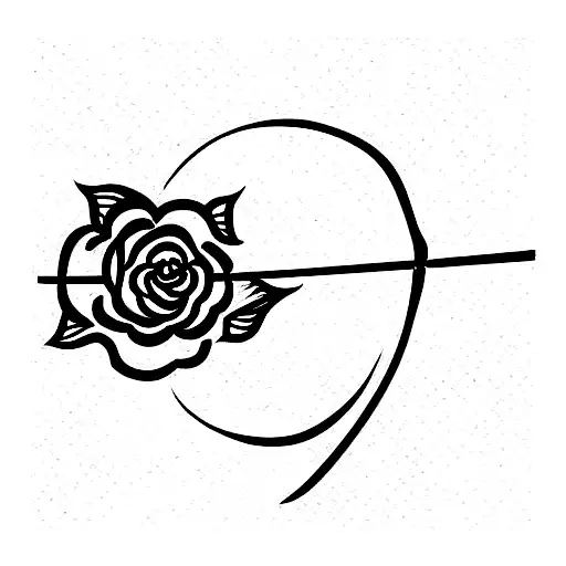 katana japanese sword wit a little bit  rose tattoo design idea