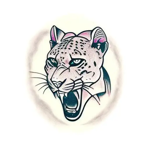 panther face symmetrical  tattoo design idea