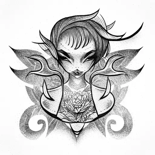 devil girls tattoo design idea