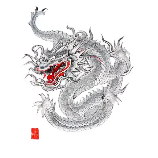 realistic japenese dragon tattoo design idea
