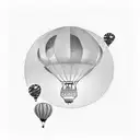 Design a tattoo of a colorful hot air balloon surrounded by silhouettes of people, symbolizing the joy your parents bring to your life tattoo design idea