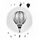 Design a tattoo of a colorful hot air balloon surrounded by silhouettes of people, symbolizing the joy your parents bring to your life tattoo design idea