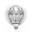 Design a tattoo of a colorful hot air balloon surrounded by silhouettes of people, symbolizing the joy your parents bring to your life tattoo design idea