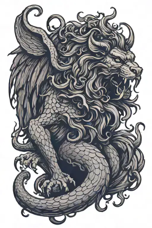 greek mythical creature, manticore, hydra, medusa tattoo design idea