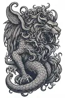 greek mythical creature, manticore, hydra, medusa tattoo design idea