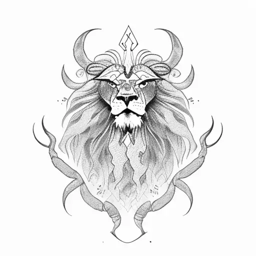 lion with scorpion tattoo design idea
