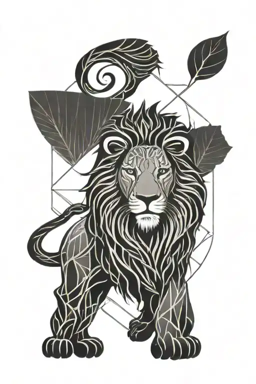 lion zodiac sign, pretzel heart shape, aris zodiac sign, libra zodiac sign, leaf tribel tattoo design idea