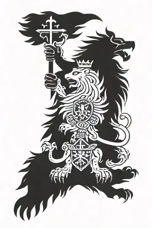 czech natiinal lion and polish national eagle slovak national cross tattoo design idea