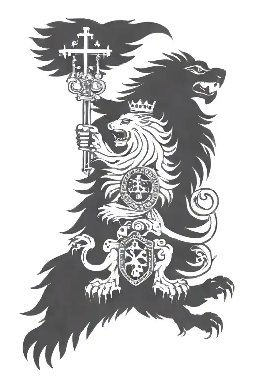 czech natiinal lion and polish national eagle slovak national cross tattoo design idea