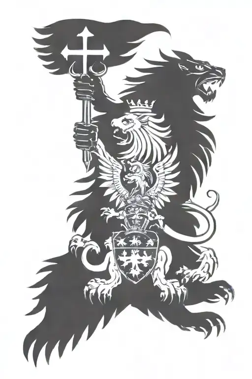 czech natiinal lion and polish national eagle holding tattoo design idea