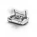 dj console zoom in hands fader tattoo design idea