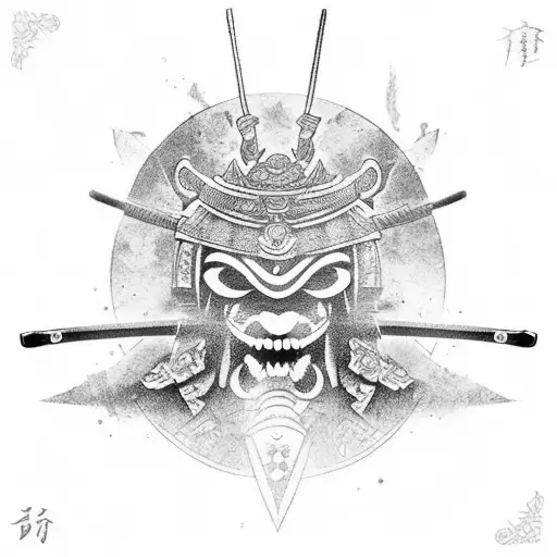 Samurai sword Tori shrine tattoo design idea