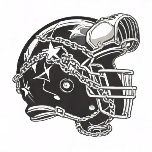 american football helmet with broken chains tattoo design idea