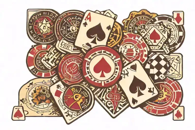 cards and poker chips tattoo design idea