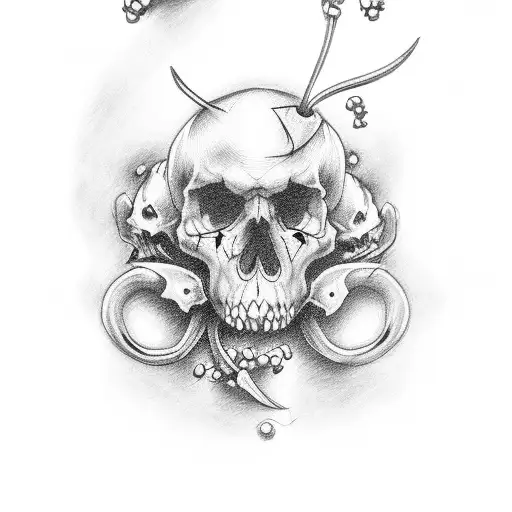 cherry with skulls tattoo design idea