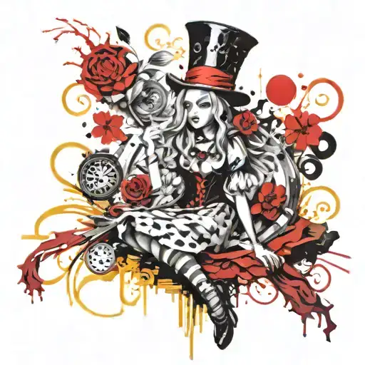 Alice in wonderland tattoo design idea