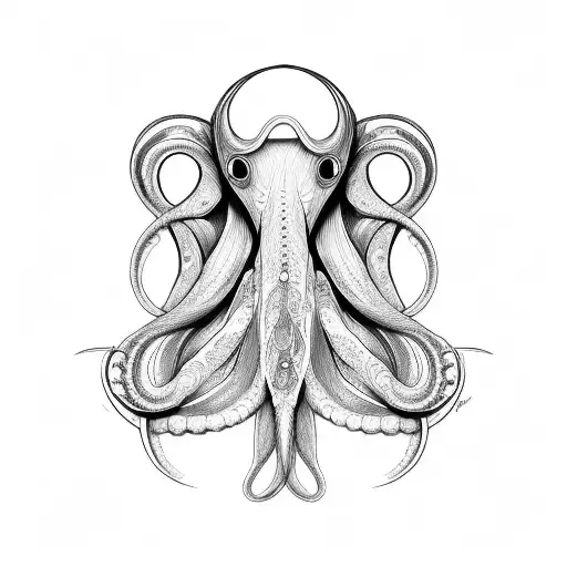 squid sacred geometry tattoo design idea