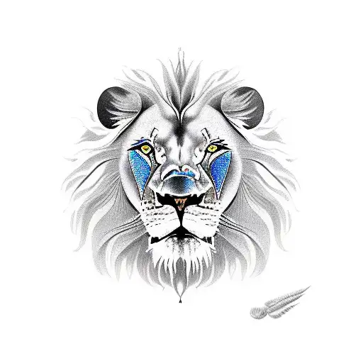 Lion with blue eye tattoo design idea