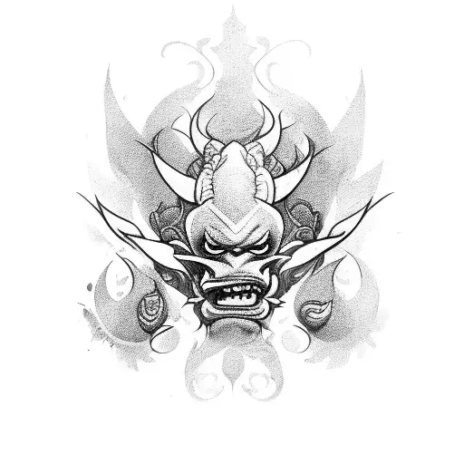 balinese hellboy tattoo design idea