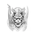 hellboy with barong mask tattoo design idea