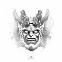 hellboy with barong mask tattoo design idea
