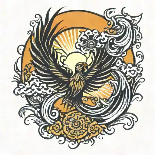 love sun setting Philippine sun rising phoenix rising from ashes tattoo design idea