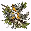 barbed wire birds vines tattoo design idea