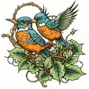 barbed wire birds vines tattoo design idea