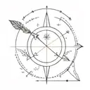 arrow and compass tattoo design idea
