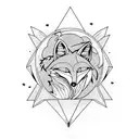 Fox with flames in the moon tattoo design idea