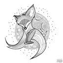 Fox with flames in the moon tattoo design idea