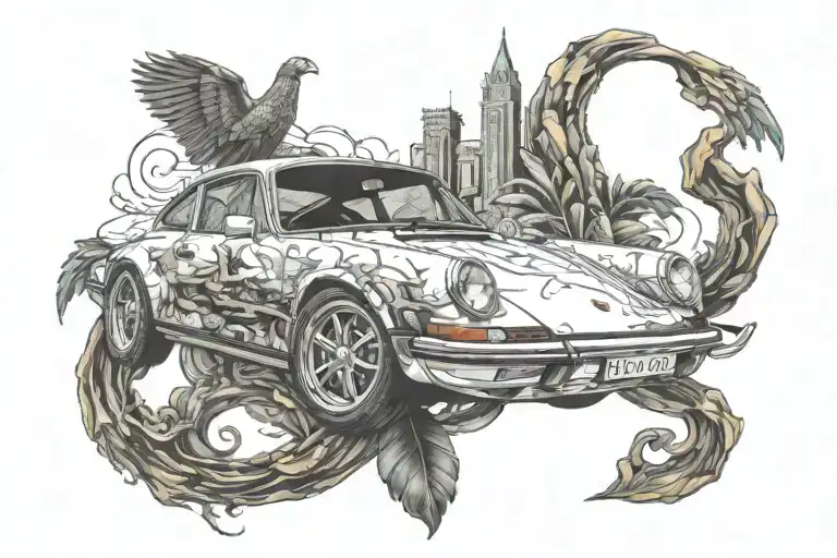 Porsche 911 3 6 tattoo design idea