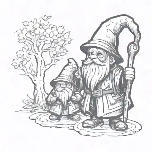 gnome like wizard tattoo design idea