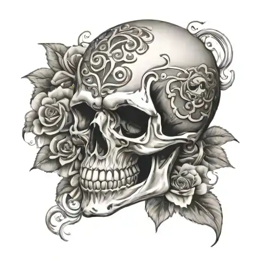skull soft shading tattoo design idea