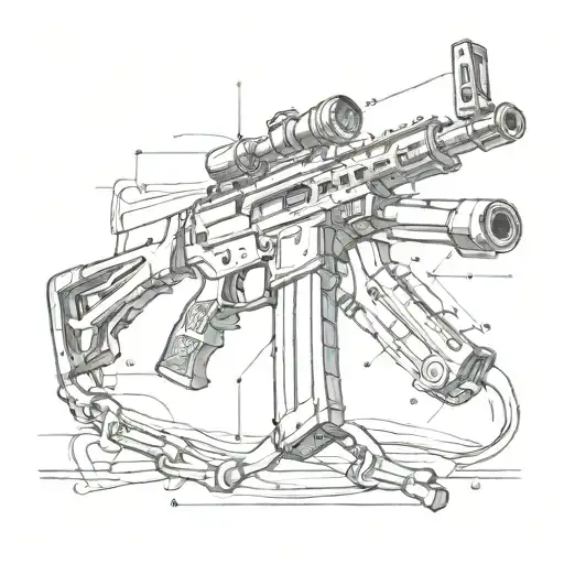 carbine rifle tattoo design idea