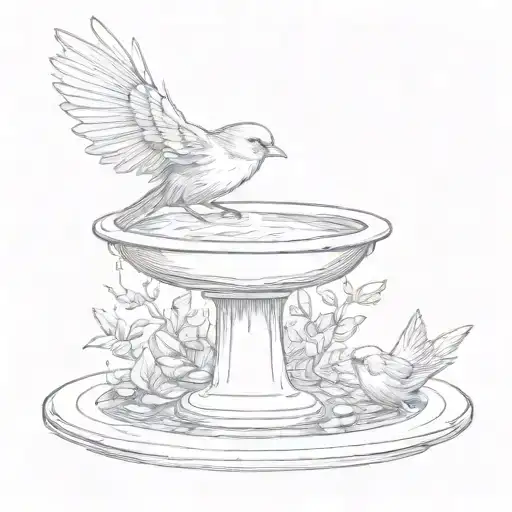 bird in birdbath tattoo design idea
