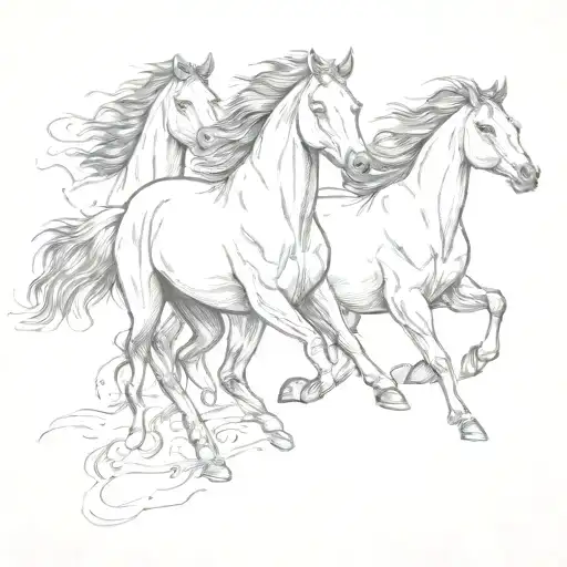 horses running freely tattoo design idea