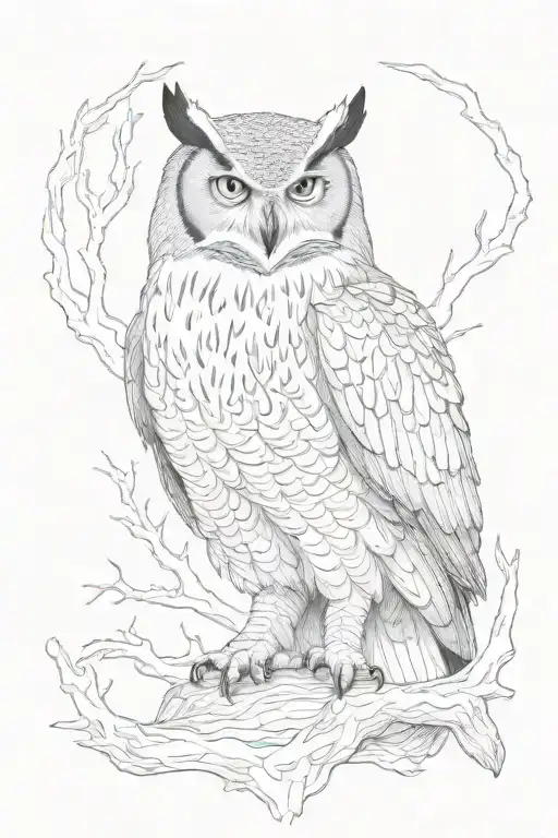 eagle owl and the grim reaper tattoo design idea