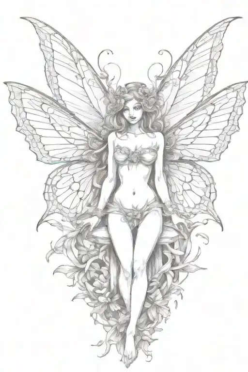 butterfly angel and demon tattoo design idea