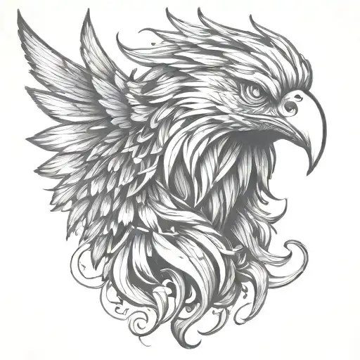offset pheonix head tattoo design idea
