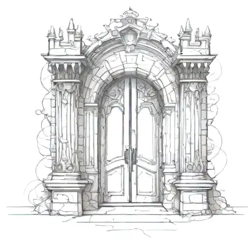 castle  door tattoo design idea